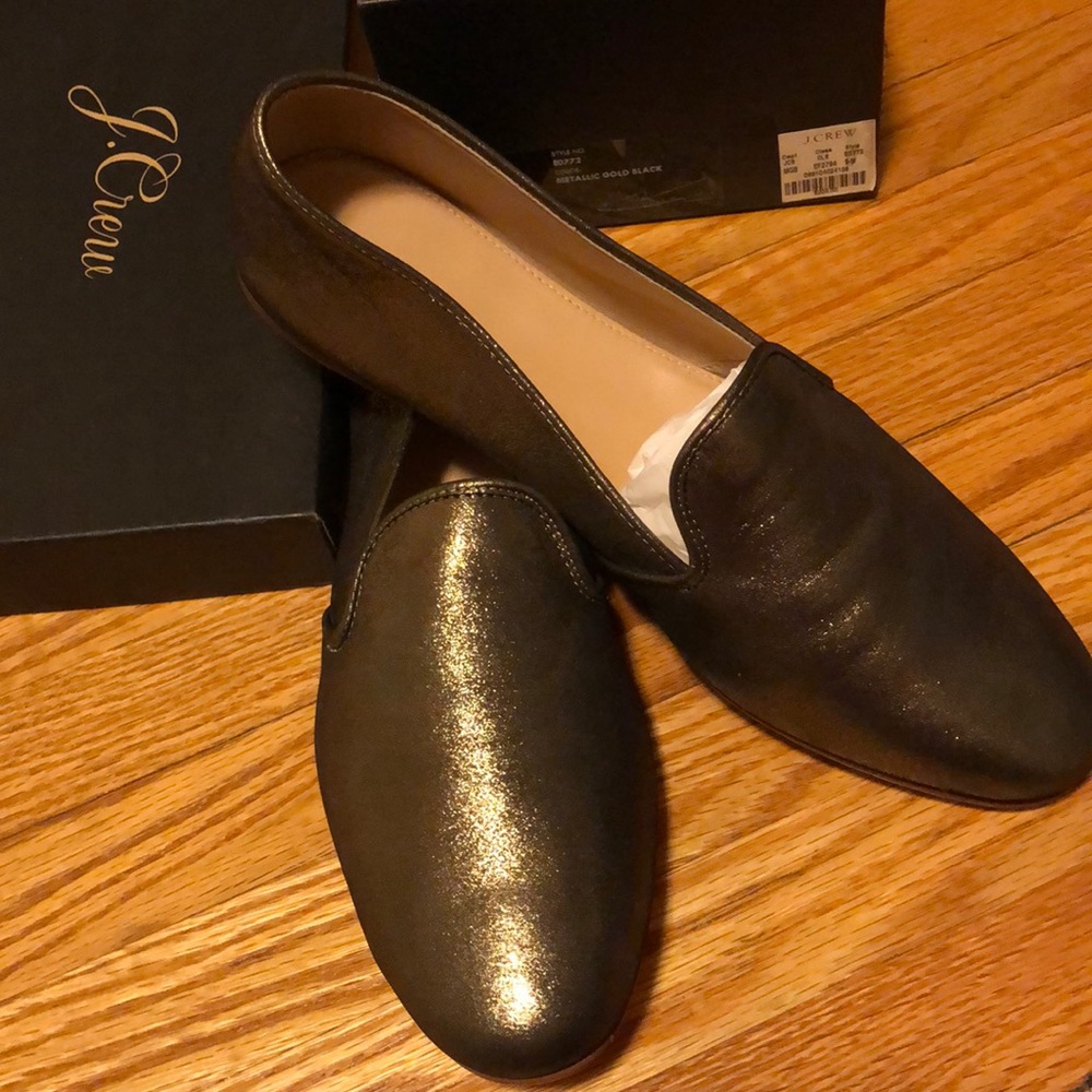 NWT J Crew Metallic Suede Loafers